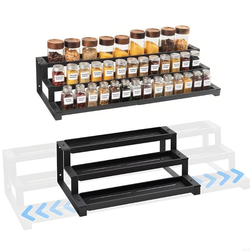 Modern Strategy Extendable Shelf For Kitchen Storage Of Seasonings Makeup And Small Deck Objects Three Rank B03E