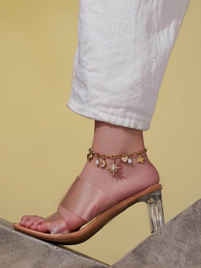 Star Moon Pearl Zircon Necklace & Bracelet Set with Multi-Accessory Design