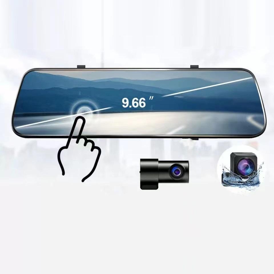 10 Inch Streaming Media Driving Recorder, Rearview Mirror, Three Lens WiFi High-definition with Reverse Rearview Touch Screen