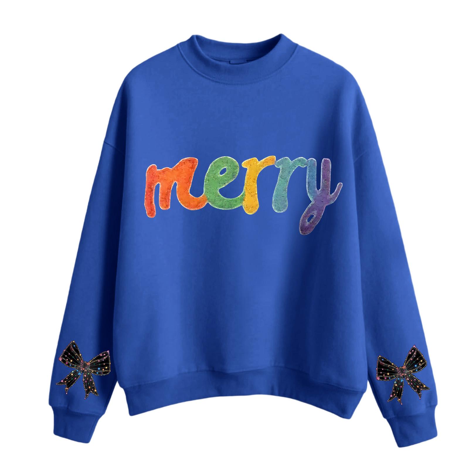 

Женский модный повседневный свитшот с круглым вырезом и длинными рукавами с рождественским принтом L