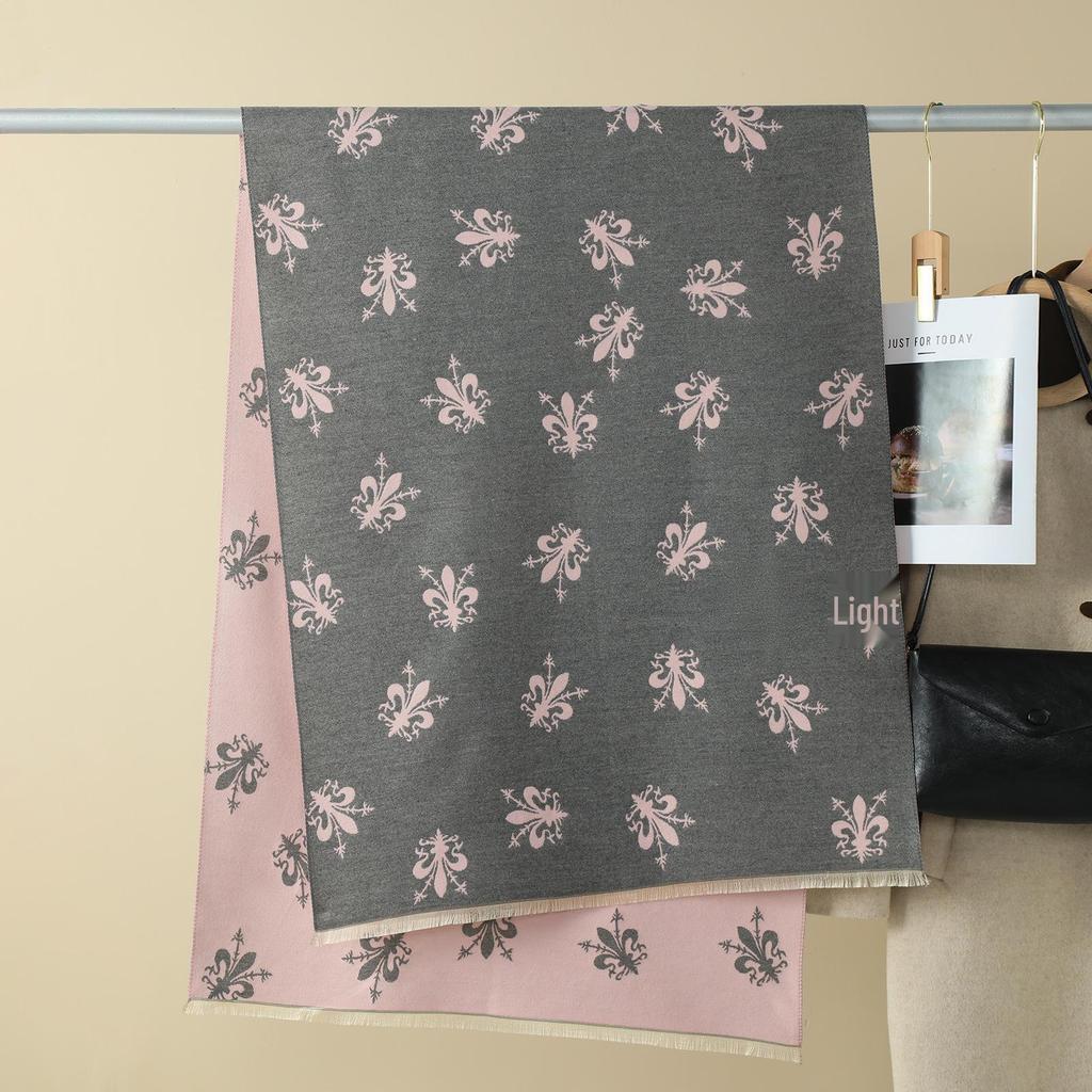 Double-Sided Women's Winter Ink Painting Snood: Imitation Cashmere Scarf for Air-Conditioned Rooms.
