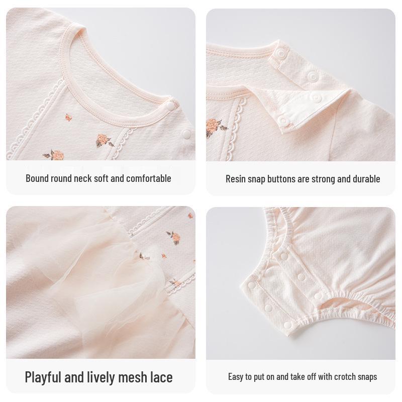 Doraemon Baby Girls' Summer Short-Sleeve Romper - Korean Style
