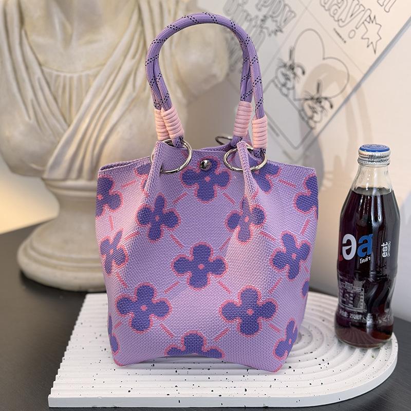 Market general knitted ring buckle bag portable work out large capacity handbag commuting small square bag storage bag