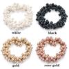 4colors Elegant Women Girls Scrunchie Ponytail Holder Pearl Beads Rubber Rope Elastic Ties Hair Accessories Pearl Hair Bands