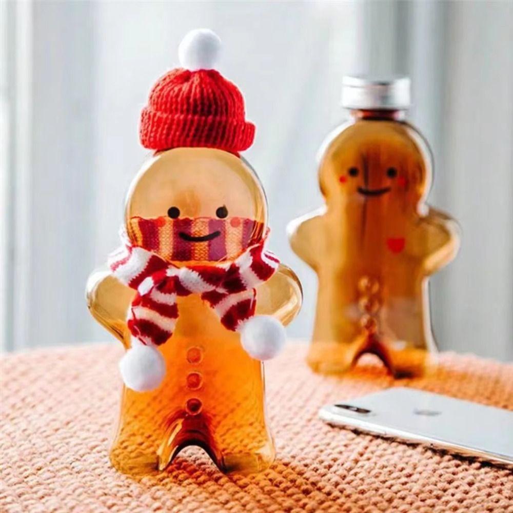 Transparent Gingerbread Bottle Brown Christmas Decoration Candy Juice Coffee Bottle  Child Gift