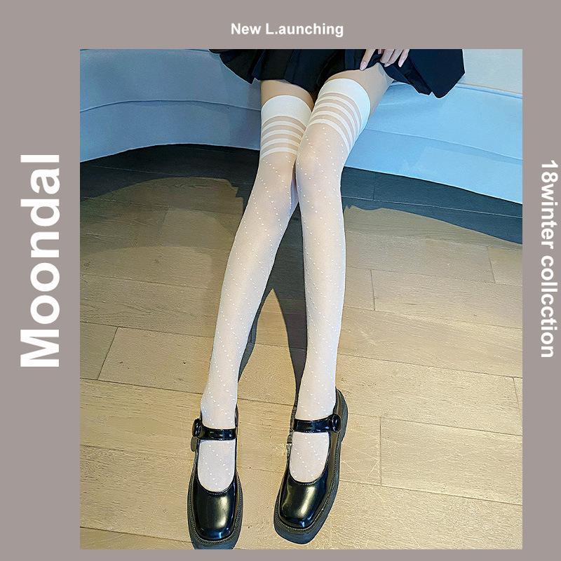 Over-the-knee socks for women, summer thin twill black stockings JK Sexy hot girl style thigh-high socks