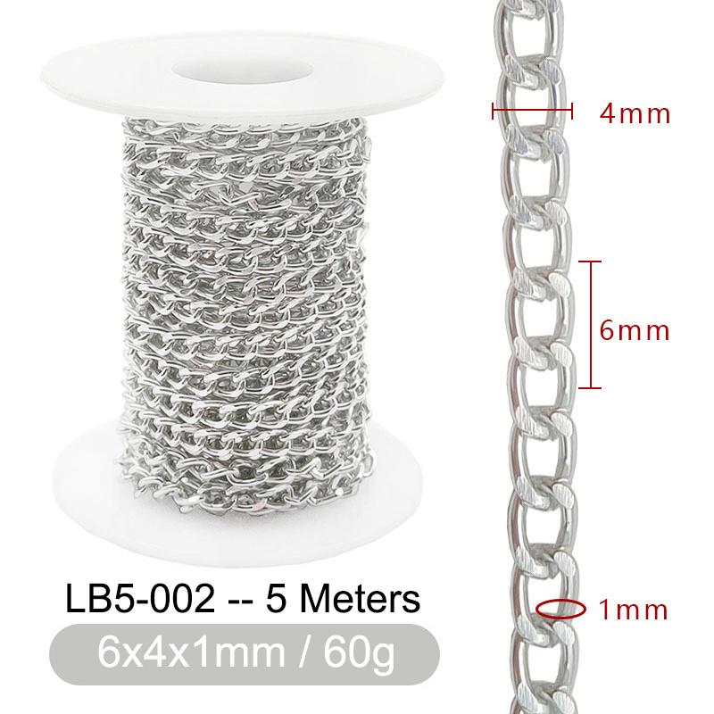 5M Metal Aluminum O-Shaped Chains Twist Chain for DIY Necklace Bracelet Jewelry Making Clothing Bag Component Accessory Supplies