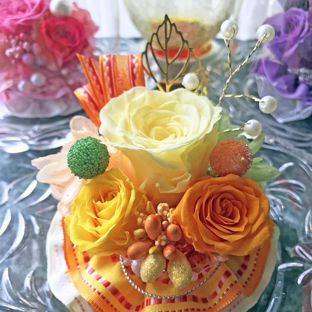 NY Diana welzo Original Konserverade Rosor i en Glaskupa, Gul-Orange
