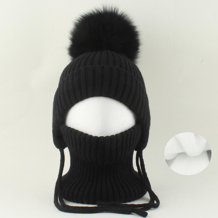 Kids Winter Warm Knitted Set Pom‑pom Hat Scarf Gloves 3‑Pcs Set Or Single Beanie Hat Windproof Ear Protection For Boys Girls Cold Weather Outdoor
