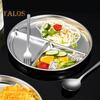 Food Tray No Burrs Holding Lunch High Temperature Resistant Useful Stainless Steel Divided 3 Grids Food Plate for Home