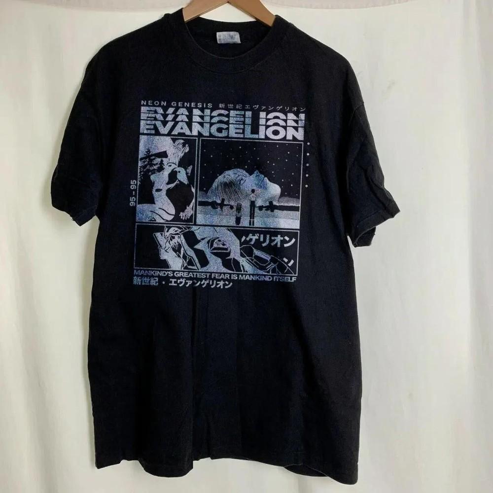 

Аниме Манга Футболка Neon Genesis Evangelion Редкий дизайн Черная футболка NH21951 Унисекс Футболка S