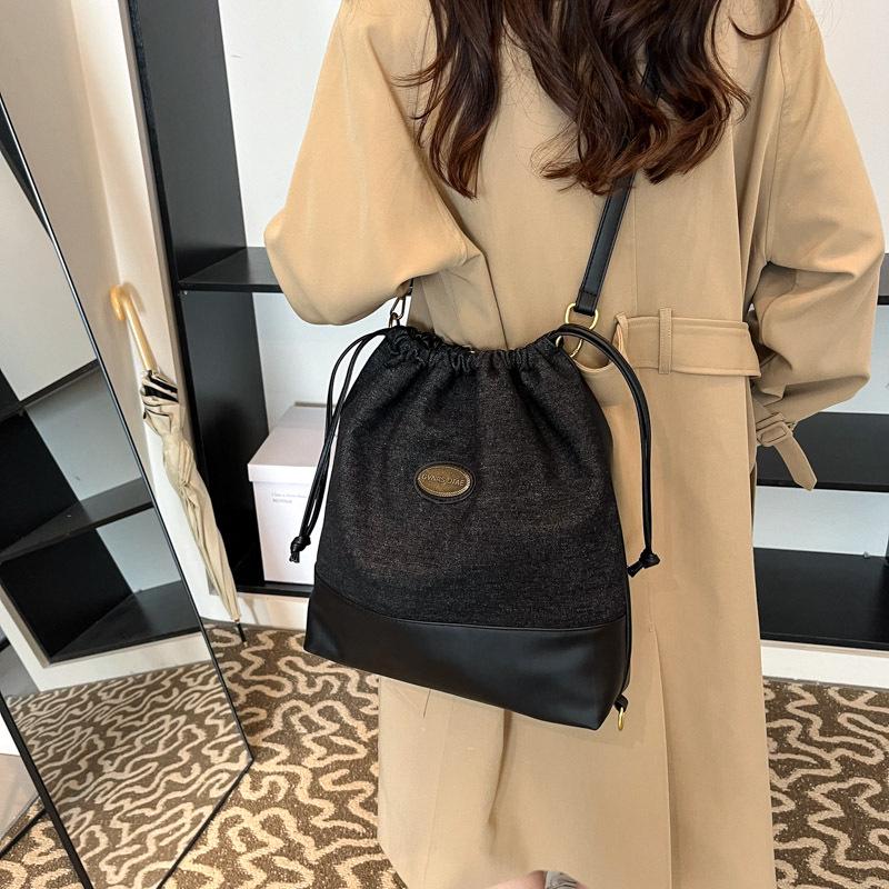 Women's Retro Plaid Hand-Carry Crossbody Commuter Bag, Autumn/Winter Portable Bucket Style