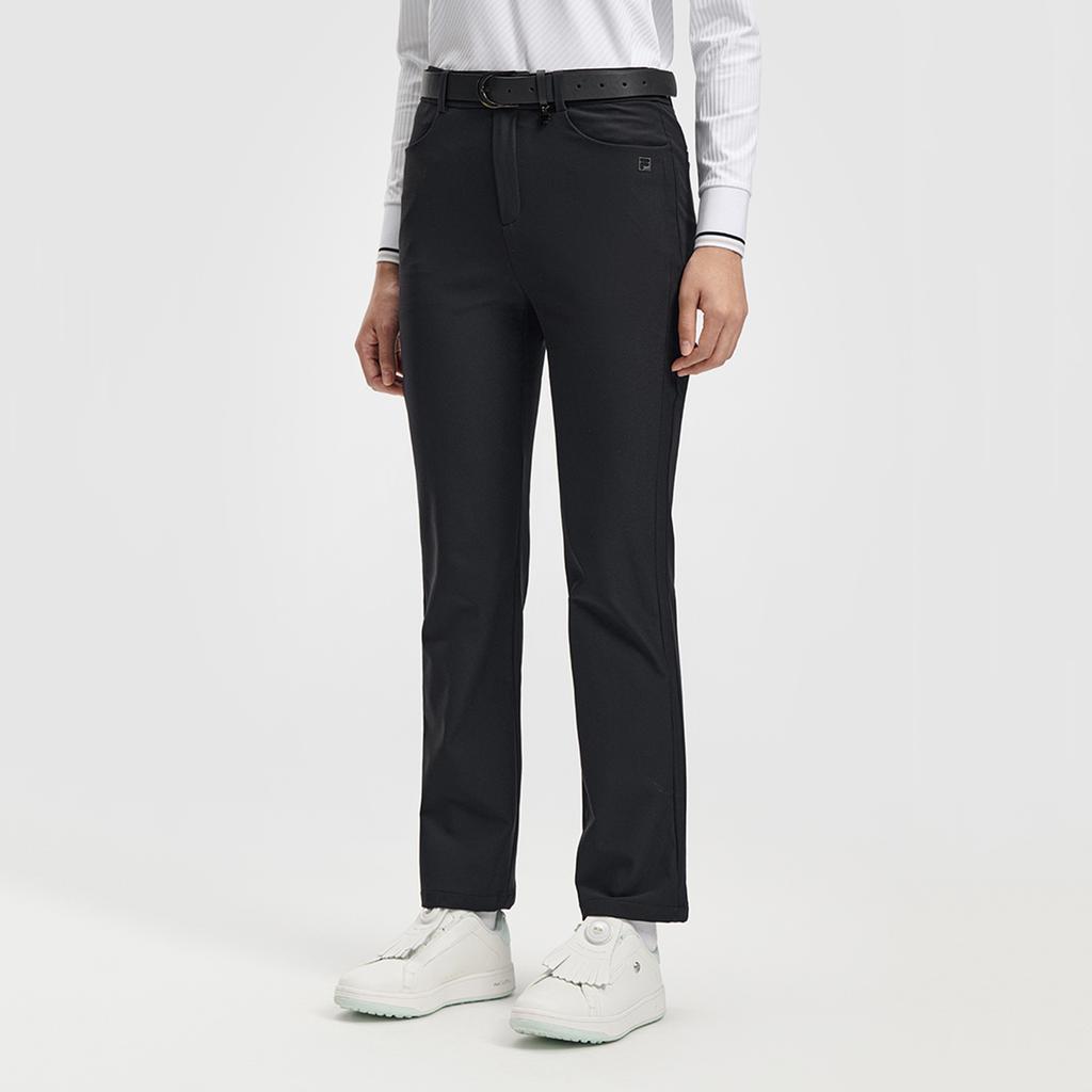 FILA Golf Series Simple Solid Color Comfortable Versatile Woven Casual Pants Women bottoms Deep-Black A11W615806FBK