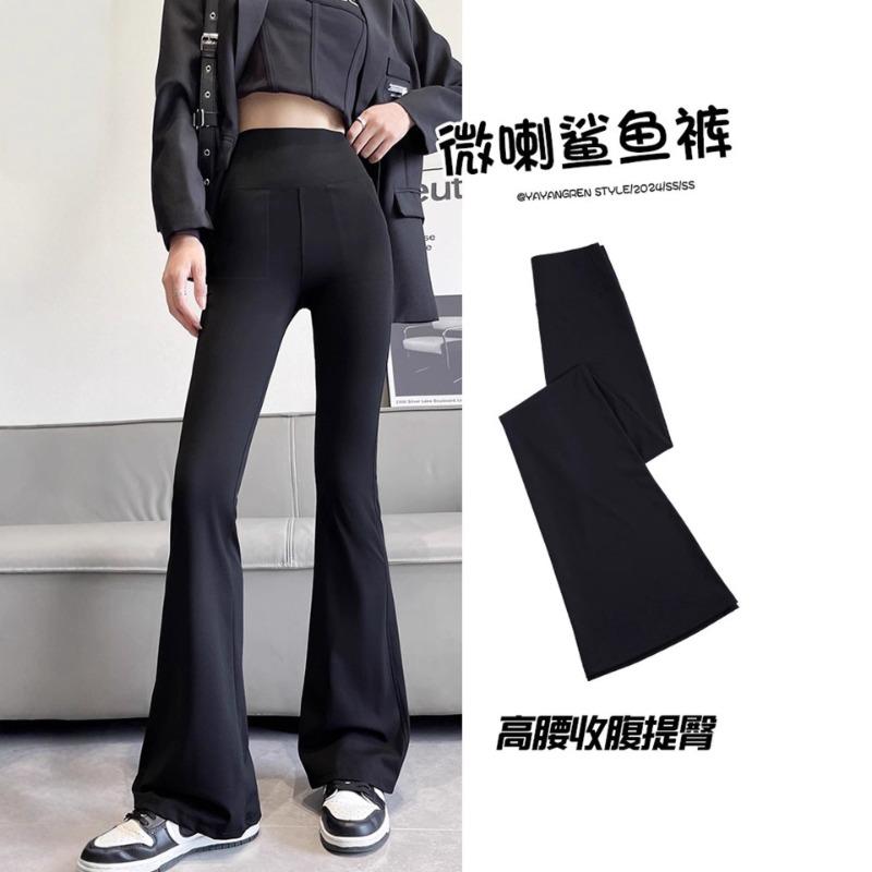 Micro-pull shark pants women's new spring and autumn thin high-waisted hip-lifting yoga pants, black horn leggings