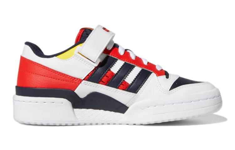 adidas Originals FORUM Cushioning, Wear Resistant Low Top Skateboard Shoes White Blue Red Teenagers H04423