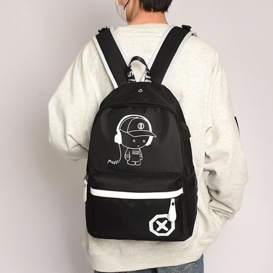 Unisex Backpack Color Luminous Reflecitive Adjustable Wide Shoulder Straps Large Capacity Great Load Bearing Water Bottle Pouch