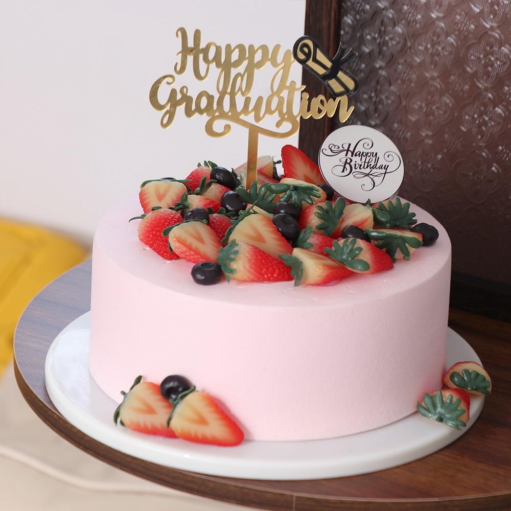 

Acrylic Happy Graduation Cap Cake Toppers Black Gold Bachelor Hat Cap Cake Decoration Birthday Style 4