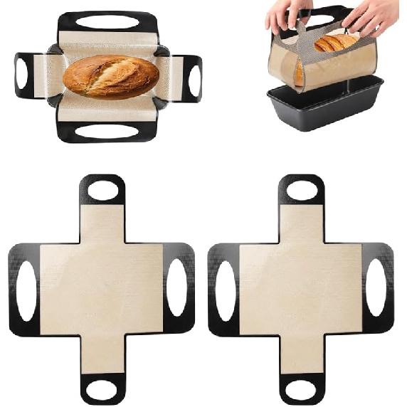 Reble Silicone Bread Loaf Pan Liner, Food-Grade Silicone Bread Sling, Loaf Pan Lifters - Non-Stick&Easy Clean Dough Transfer Tool with 4 Handles -