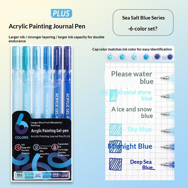 

1 Set Multi-Color Gel Pen Student Neutral Pen 6 Colors Acrylic Painting Handbook Pens Writing Marker Stationery A6