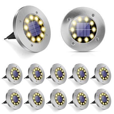 Solar-Powered Garden Lights, Recessed Outdoor Lighting, Aluminum Alloy, In-Ground Mount, IP68 Waterproof, Solar Powered, Automatic OnOff, Light