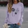 Women's Fashion Casual Long Sleeve Solid Color Printed Round Neck Top Sweatshirt