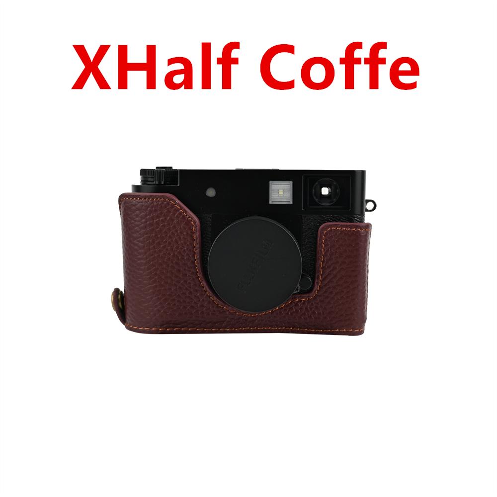 Halbkörperhülle aus echtem Leder für Fujifilm XE5 XT50 X100VI XHalf Fuji X-E5 X-T50 X-Half x100vi Untere Abdeckung mit Batterieöffnung