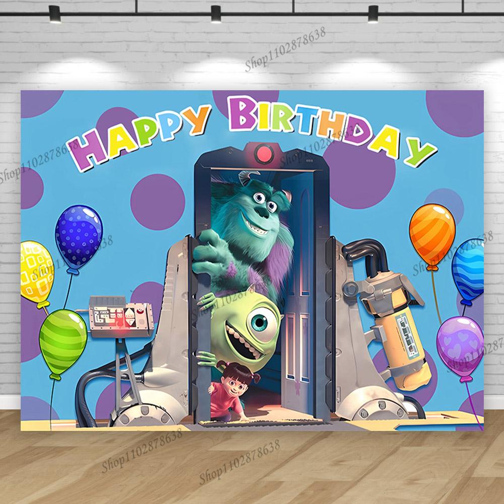 Monsters Inc University Theme Boo Girl Happy Birthday Party Background Baby Shower Photography Pink Room Decor Supplies Poster