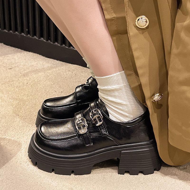 British style loafers women's 2025 spring and autumn new thick heel platform retro fashion small Mary Jane small leather shoes
