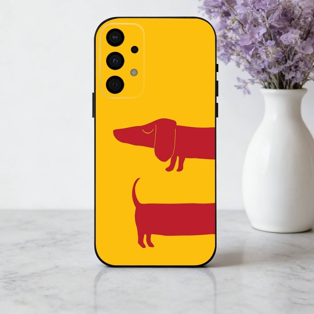 D-Dachshund S-Silhouette ART D-Dog Phone Case For Samsung Galaxy A73,A72,A71,A70,A53,A52,A51,Soft Silicone Black Cover