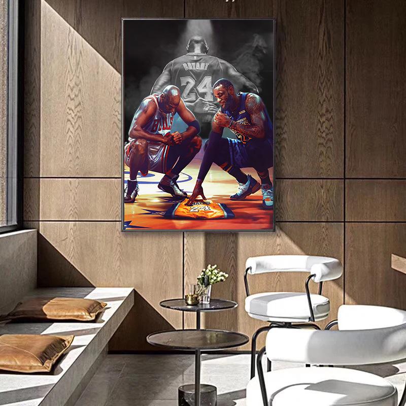 Basketball Star Canvas Paintings Ball King Kobe James Frameless Painting Living Room Background Wall Decorations Home Decor