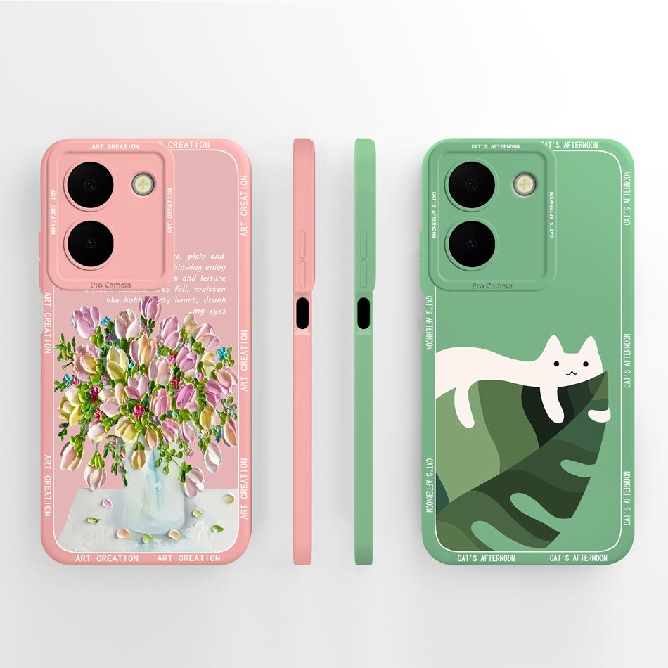 For Vivo Y36 4G 5G Phone Case Cute Panda Full Protection Back Cover Protectors For Vivo Y 36 Global Soft Liquid Silicone Bumper