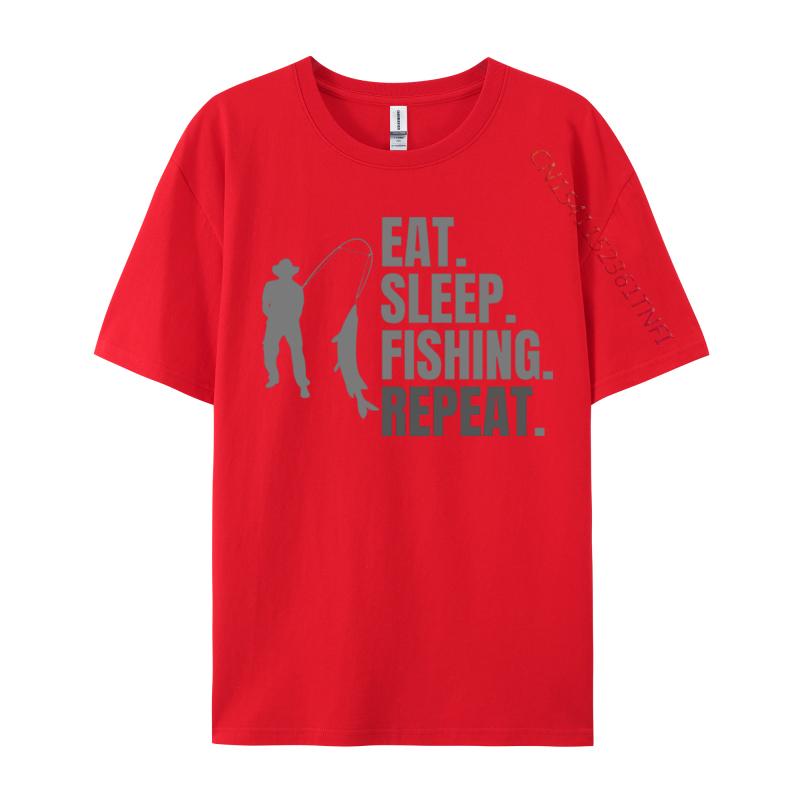 

Eat Sleep Fish Repeat Tshirt Cotton Fabric Tops Tees for Unisex Print Tshirts Normal Faddish ONeck TeeShirt S
