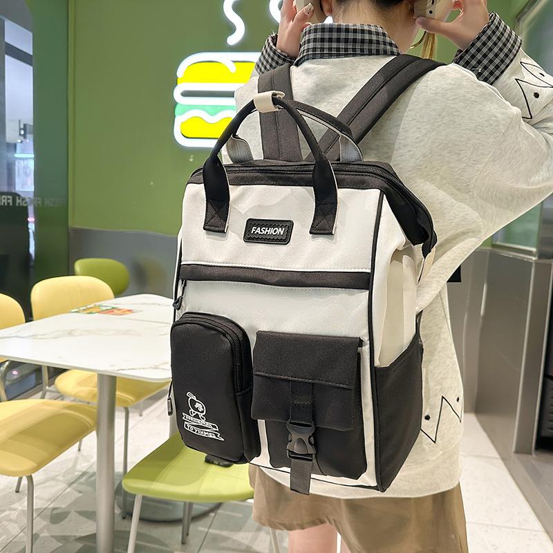 Damen Rucksack mit großem Fassungsvermögen, tragbar, Campus, Student, Schultasche, Farbkontrast, Reise-Rucksack