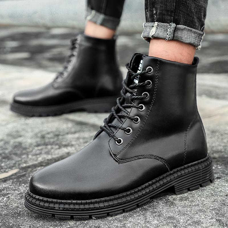 Winter Fashion Snow Boots Man Brand Leather Top Quality Ankle Waterproof Men Boots Plush Warm Male Casual Shoes Outdoor Sneakers