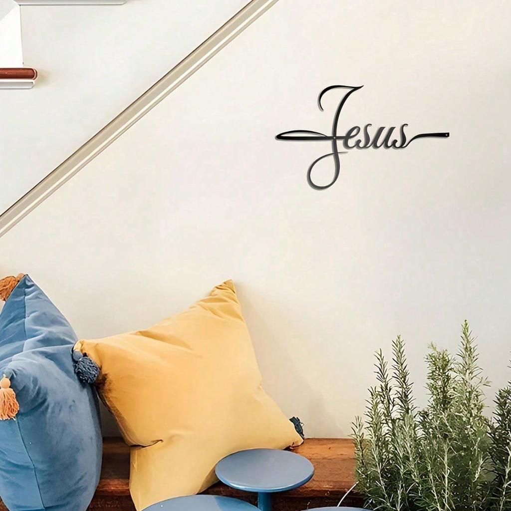 Christian Metal Wall Art Cross Jesus Decor, Inspirational Gift, Spiritual Sculpture, Easy Install