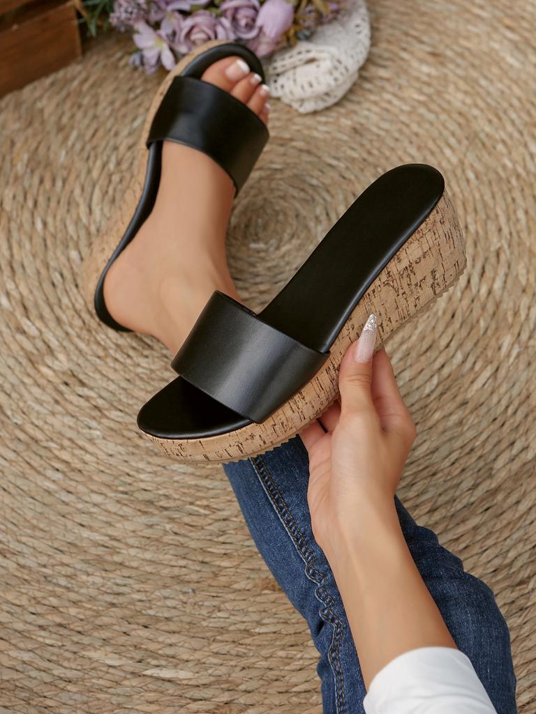 Fashion Wedges Slippers Summer Shoes for Women Leather Open Toe Beach Shoes Platform Slippers Women Flats Sandalias De Mujer Verano 2025