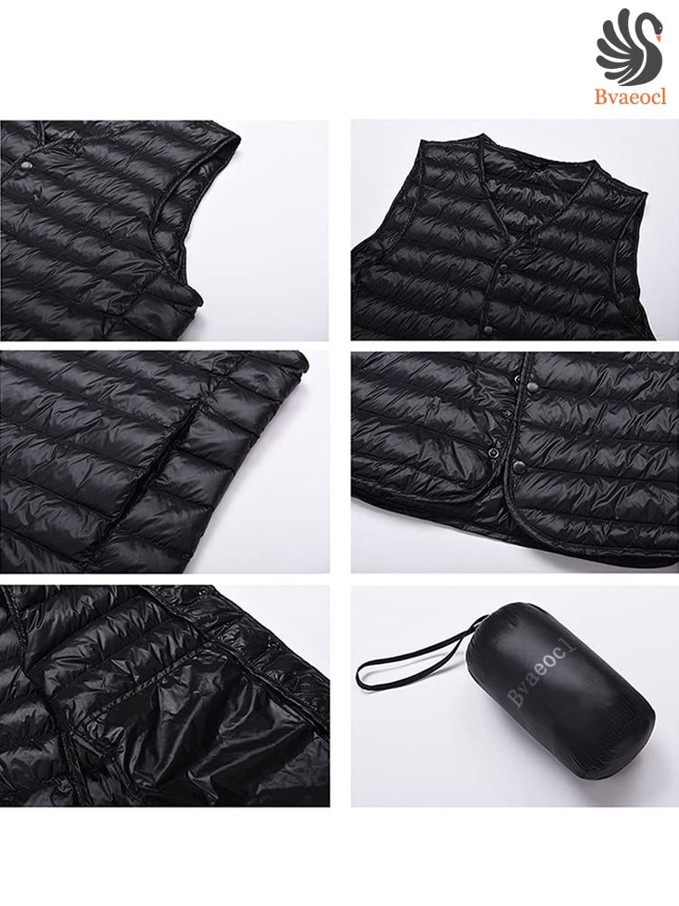 Bvaeocl Down Inner Down Vest with Includes Storage BV49 Men's Vest, Stand-Up Collar, Lightweight, Warm, Ultralight, Pouch, (JP, Alphabet, M,