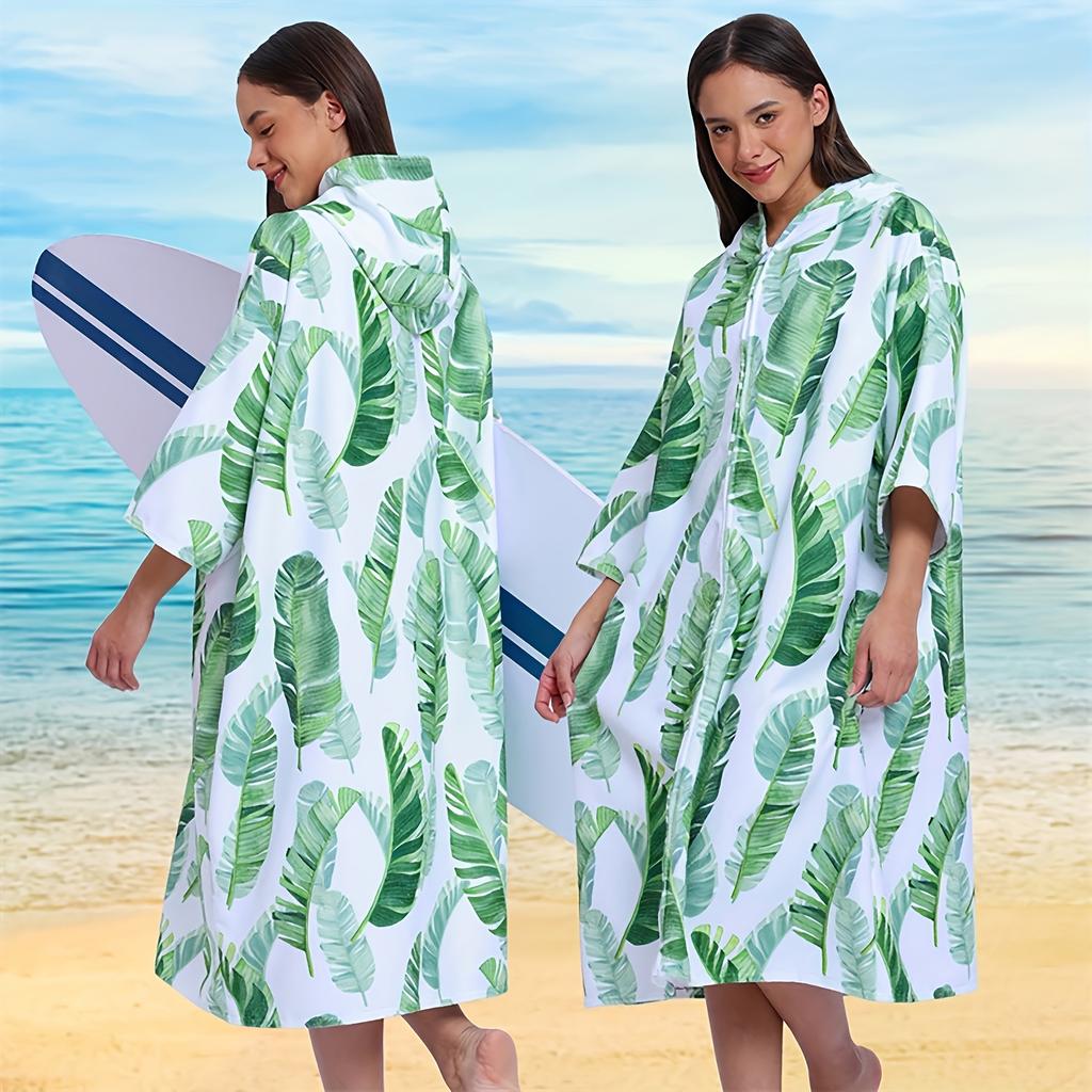 Erwachsenen Badeponcho mit Kapuze, Schwimm- und Strandtuch, Mit Reißverschluss, Geeignet für Schwimmen und Strandurlaube