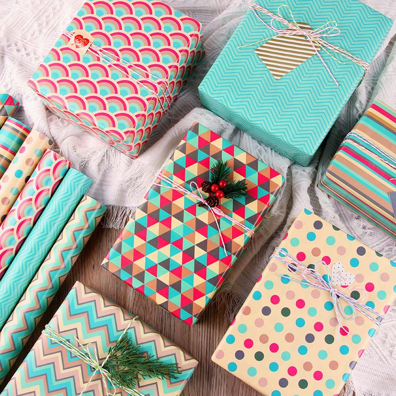 Copperboard Gift Wrap Paper Pack With Colorful Patterns For Special Occasions