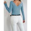 New Reversible V-Neck Long Sleeve Knitted Top Solid Color Round Neck Wool Blend Pullover Sweater Base Shirt