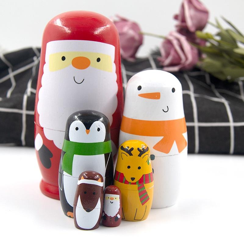 Charming Wooden Santa Claus Nesting Doll Set 6 Layers Of Festive Home Decor And Gifts For The Holidays