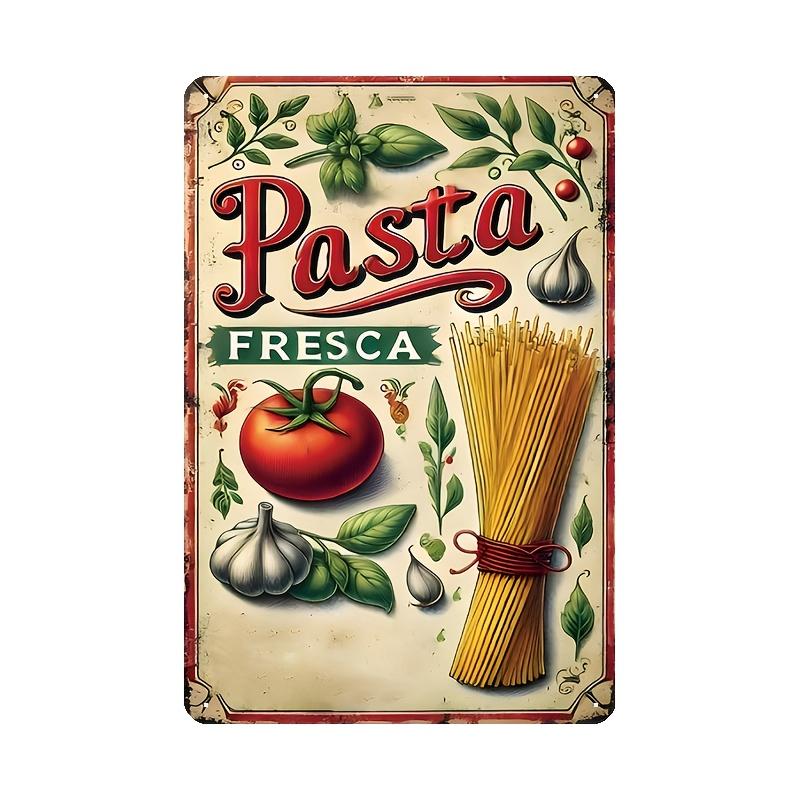 Hisun Жестяная вывеска Винтажная Cucina Italiana Паста Металлическая жестяная вывеска Ретро Итальянская еда Настенное искусство Декор для Кухни Ресторана Столовой Рустикальная Железная Живопись 20x30cm