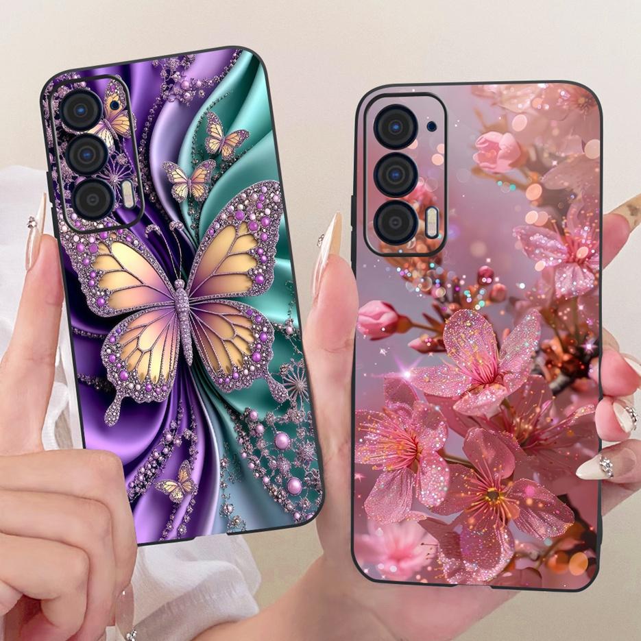 For Motorola Edge 2021 Case XT2141-1 Luxury Butterfly Tree Painted Cover Soft Silicone Case For Motorola Edge 2021 Edge2021 Bags