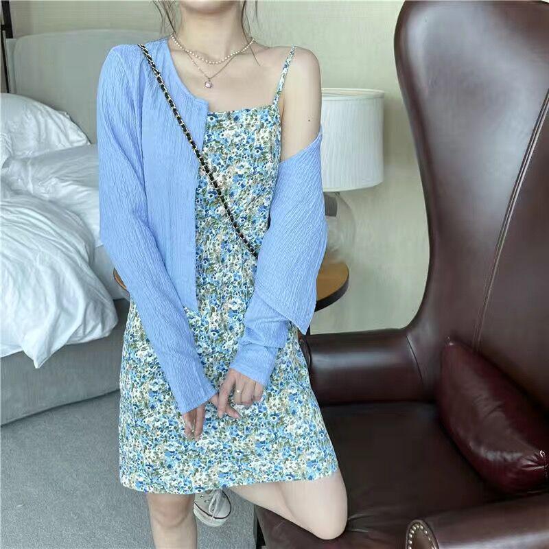 

Комплект из двух предметов: платье с цветочным принтом и летний кардиган 2022 года — Retro Fresh Slim XXL