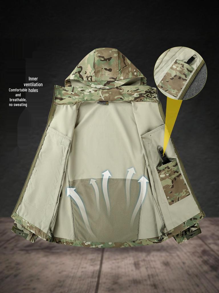Men's Spring & Autumn Tactical Camouflage Suit: Outdoor, Water-Repellent, Wear-Resistant, Dirt-Resistant, Breathable, Multi-Pocket Workwear