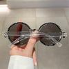 Brand Designer Luxury Diamond Round Sunglasses Women For Men Fashion Vintage Sun Glasses Steampunk Party Skeleton Shades Uv400