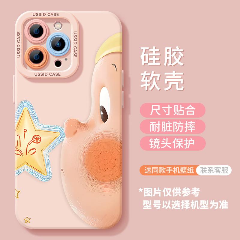 Side Face Star Doll Suitable for Apple 17promax Mobile Phone Case 14 with Lanyard 13 Chain Iphone16 Cartoon 15 Sets