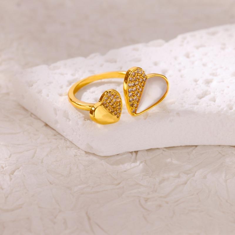 Heart Ring Women's K Gold Micro-inlaid Zircon Temperament Designer Ring High-end Commuting