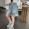Y2k Kinder Mädchen High Waist zerrissene Jeansshorts für Streetwear Tweens Kind Sommer Design Locker geschnitten Ripped Jeans Capris 5-14J