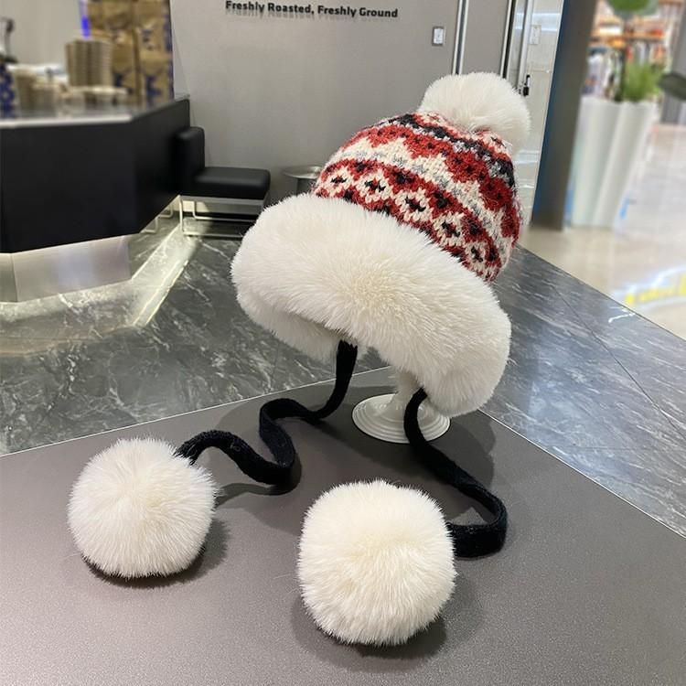 Traditional Style Knitted Hat For Women With Ear Protection And Neck Guard For Winter Cold Weather